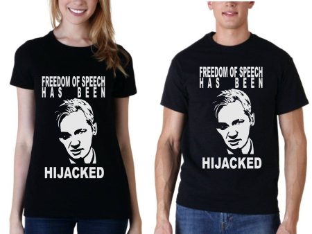 Free Julian Assange Freedom has been hijacked Anonymous Wikileaks Hacker t shirt Online Hot Sale