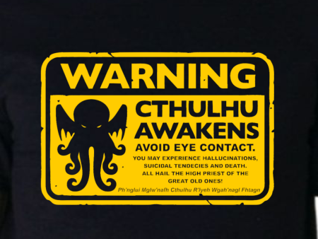 Warning Cthulhu Awakens T-shirt | Blasted Rat For Sale